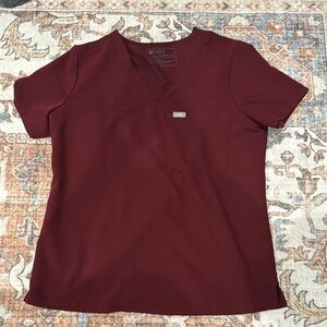Figs Burgundy Scrub Top